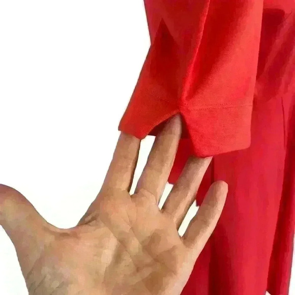 Anthropologie Maeve Red/Pink Jersey Short Sleeve Dress Lace Up Tie Front Size S - Picture 6 of 9